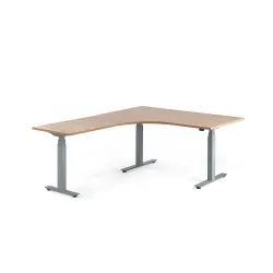 Biurko Z Regulacją Wysokości Modulus, Narożne, 1600x2000 Mm, Srebrna Rama, Dąb