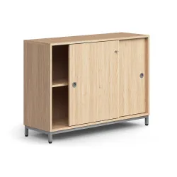 Zamykana Szafa Przesuwna Qbus 1 Półka, Nóżki, Uchwyty, 868x1200x400 Mm, Srebrny, Dąb
