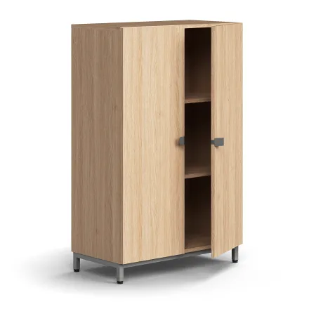 Szafa Qbus 2 Półki, Nóżki, Uchwyty, 1252x800x420 Mm, Srebrny, Dąb