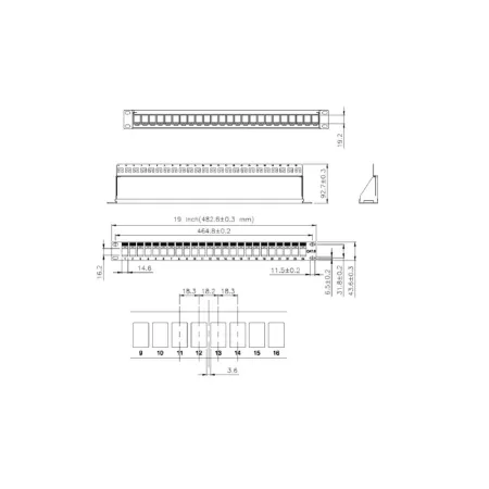 Patch Panel 24 Porty 1u Otwarty Do Modułów Keystone, Czarny