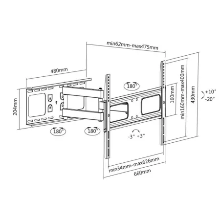 Uchwyt ściennty Tv Led/lcd 37-70 Cali 50kg Obrotowy