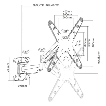 Uchwyt ścienny Tv Led/lcd 21-60 Cali 30kg Ze Sprężyną Gazową