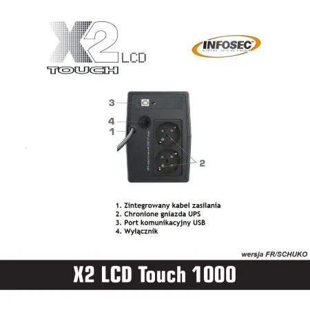 Zasilacz Awaryjny Ups 1000va Lcd Touch 1000 Infosec 2xschuko