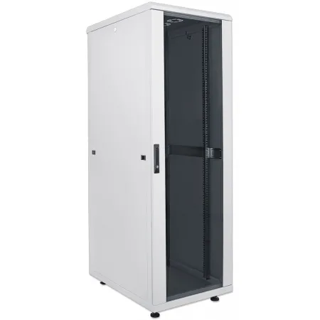 Szafa Stojąca Złożona 42u 600x600 Rack 19 Drzwi Szkło Szara
