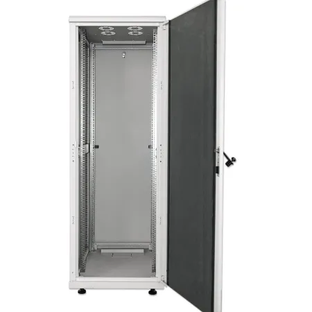 Szafa Stojąca Złożona 42u 600x600 Rack 19 Drzwi Szkło Szara