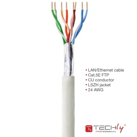 Kabel Skrętka Cat5e F/utp Drut Miedź Lszh 305m Szara